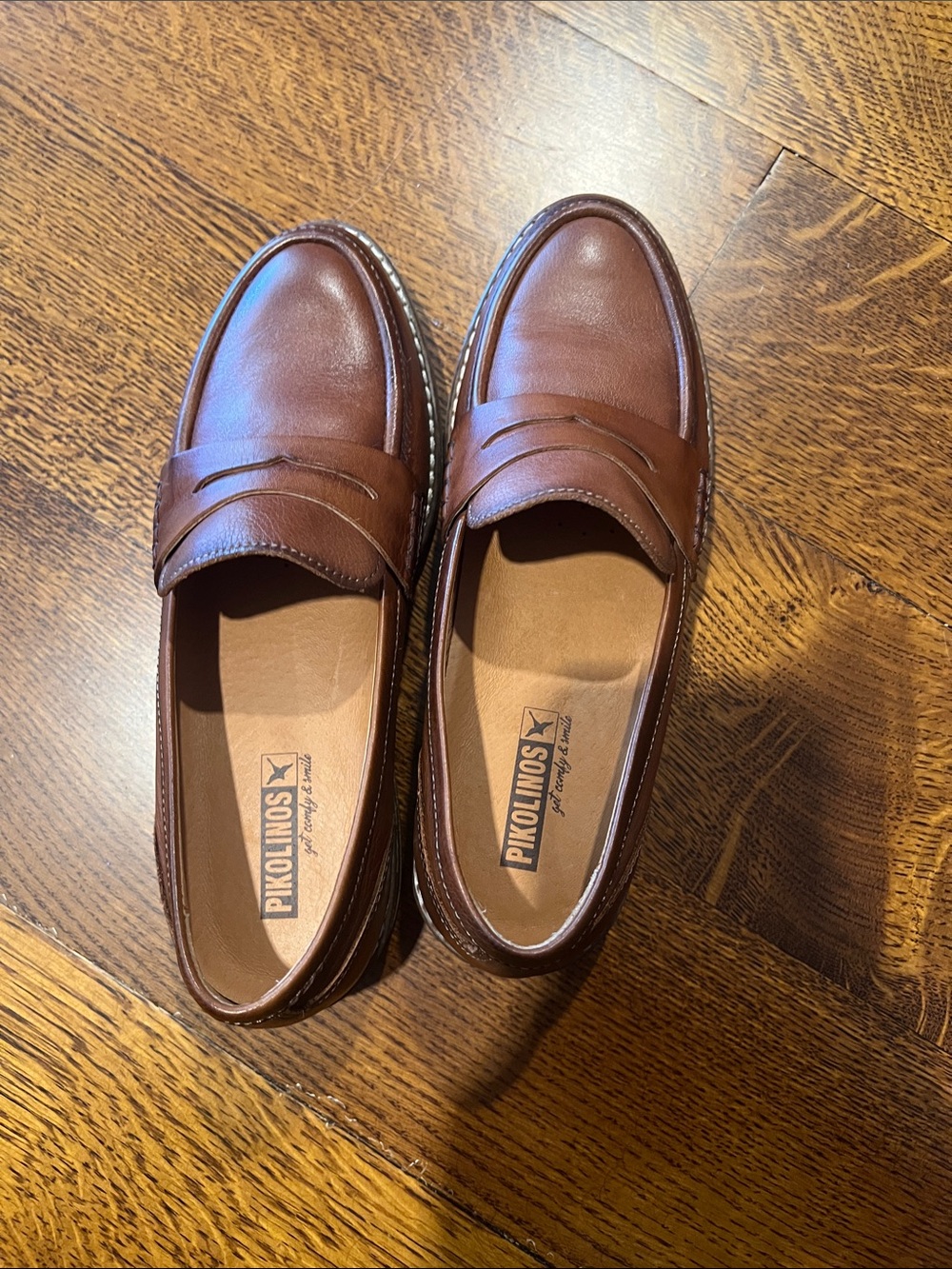 PIKOLINOS Men's Chestnut Leather Penny Loafers